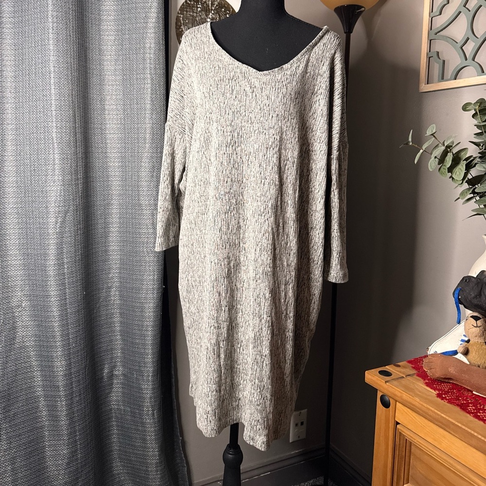 Elegant Long Sleeve Gray Dress